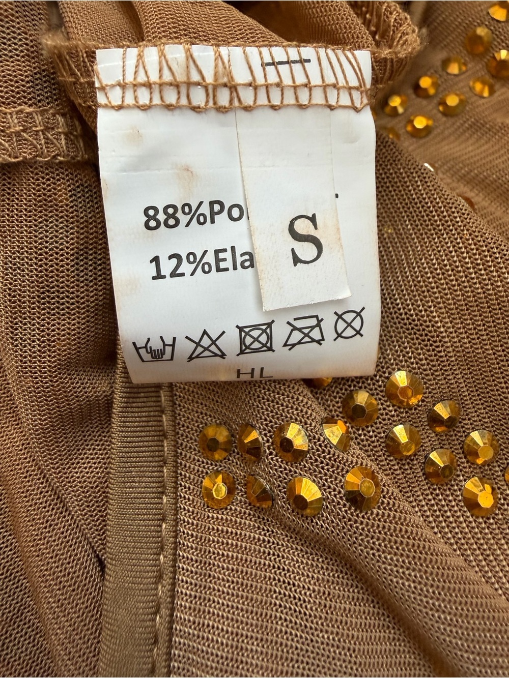 NWOT Gold Halter Maxi Dress with Bead Detailing, See Through, Small - Picture 2 of 8